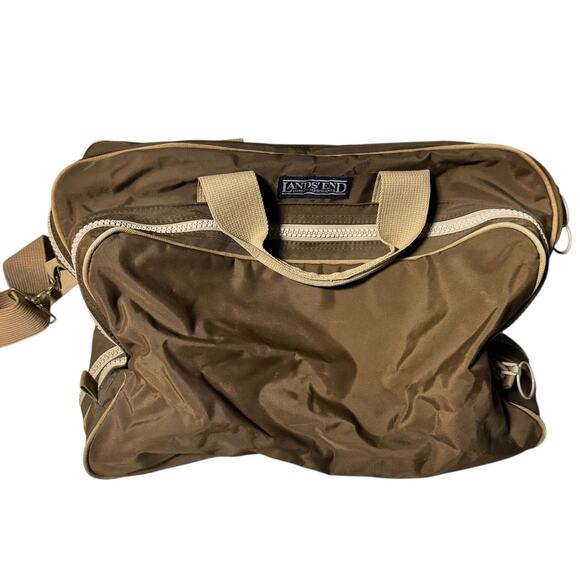 Lands End Direct Merchants Vintage duffle bag Travel Tan Brown Carry On - Picture 1 of 8